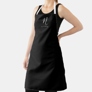 Elegante Monogramm Schwarz-Weiß-Schürze Schürze