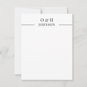 Elegante Monogramm Schwarz-weiße Hochzeitstitel Mitteilungskarte