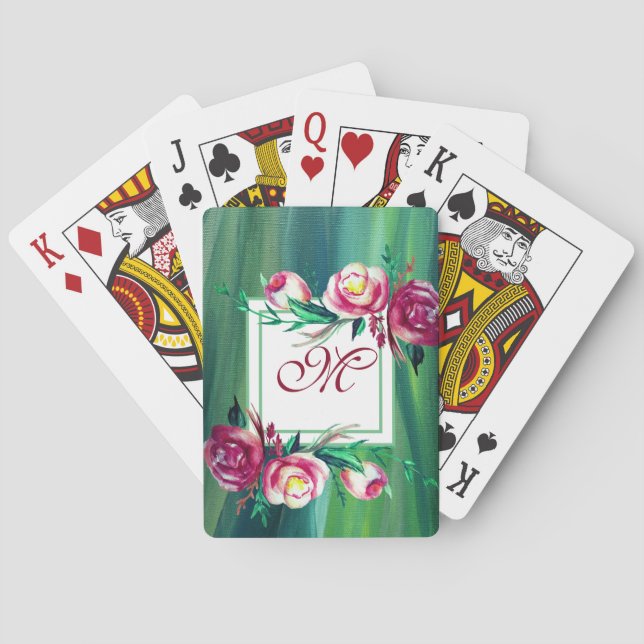 Elegante Monogramm-Spielkarte-Blumen Spielkarten (Rückseite)