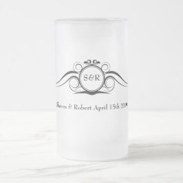 Elegante Monogramm-Trauzeuge-Geschenk-Tasse Mattglas Bierglas