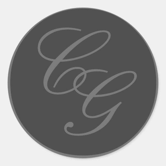 Elegante Monogramme Gray Wedding Sticker (Vorderseite)