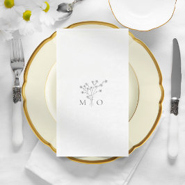 Elegante Monogramme, moderne, einfache Hochzeitsna Serviette