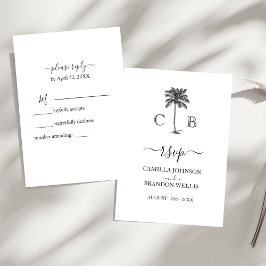 Elegante Monogramme Palm Beach Wedding RSVP Card Karte