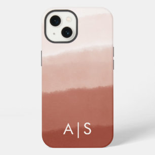 Elegante monogrammierte Initialen Kupfer Rost Ombr iPhone Hülle
