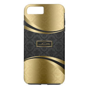Elegante monogrammierte schwarze und goldene Blume title_seo2