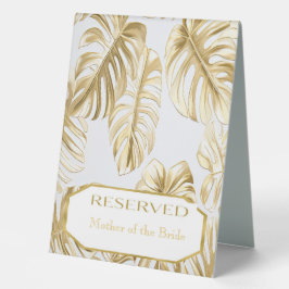 Elegante Monstera Gold Wedding Placement Card Tischaufsteller