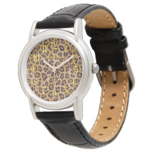 Elégante montre à poignet Empreinte de léopard dor
