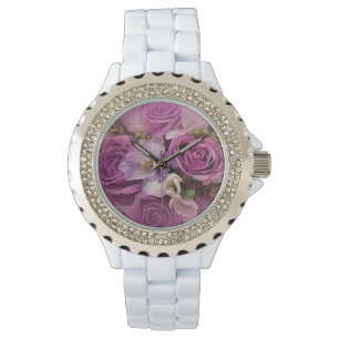 Elégante Montre De Bouquet Rose Et Rose Violet