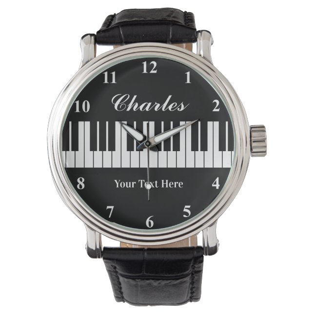 Elégante montre de piano noir et blanc pour hommes (devant)