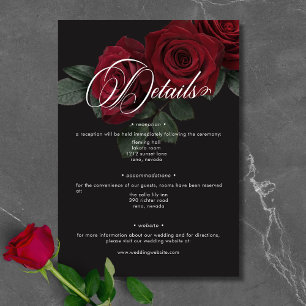 Elegante Moody Blood Rote Rosen Blumendetails Begleitkarte