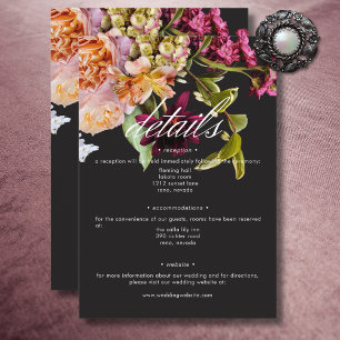 Elegante Moody Burgundy & Rosa Blumendetails Begleitkarte