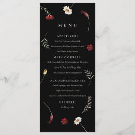 Elegante Moody Herbst Wildblume Hochzeit Menükarte