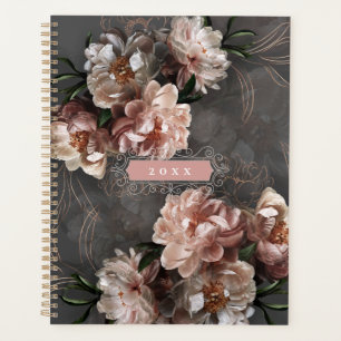Elegante Moody Pink-Blume Vintage Wirbel Custom Planer