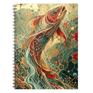 Elegante Mosaik-Koi-Fisch Art Nouveau Notizblock