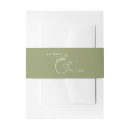 Elegante Moss Green Flower Ampere und Hochzeit Einladungsbanderole