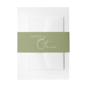Elegante Moss Green Flower Ampere und Hochzeit Einladungsbanderole