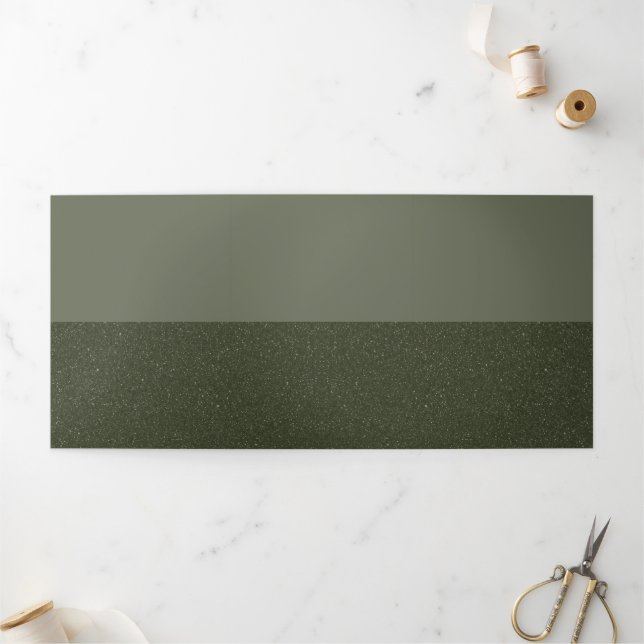 Elegante Moss Green Trifold Einladung - Anpassen (Außenbereich)