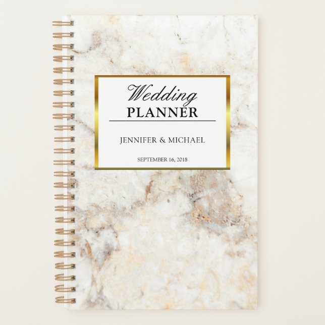 Elégante motif en marbre blanc Wedding planner (Devant)