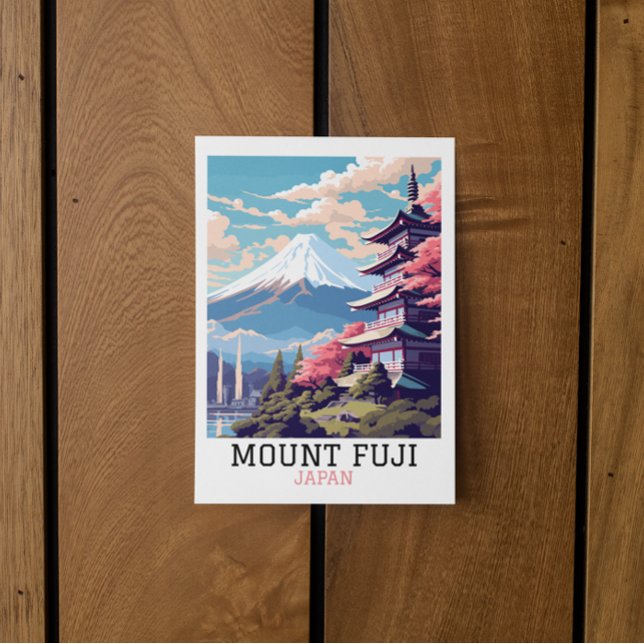 Elegante Mount Fuji Japan Reisen Kunst Postkarte (mount fuji japan retro vintage travel postcard)
