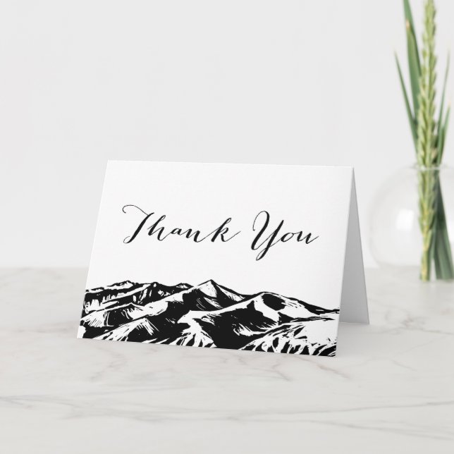 Elegante Mountain Wedding Dankeschön Card Dankeskarte (Vorderseite)