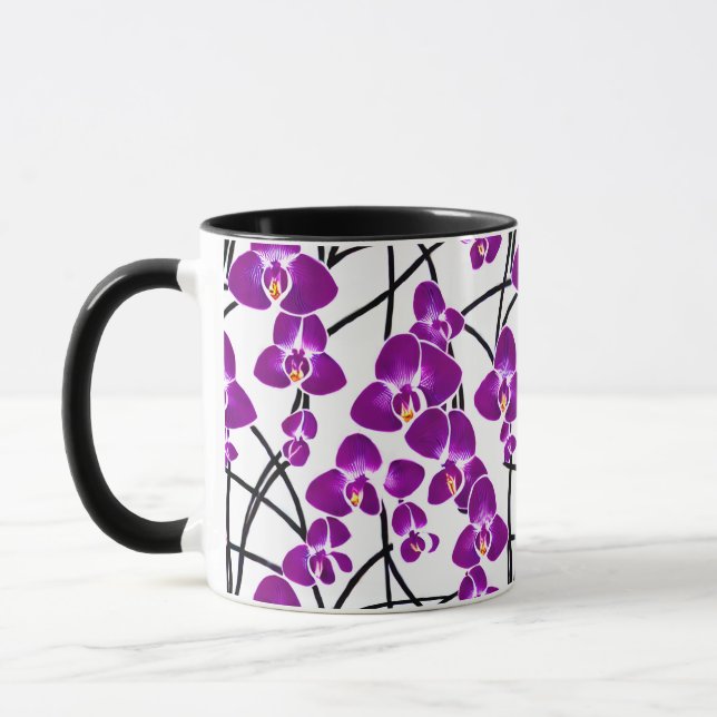 Élégante Mug à perfusion d'orchidées violettes (Gauche)