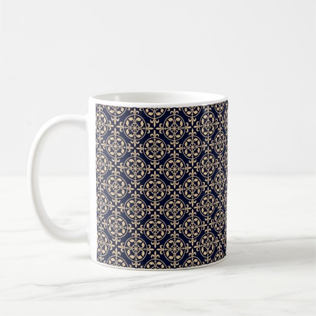 Elégante Mug Bleue avec design Motif complexe" (Gauche)