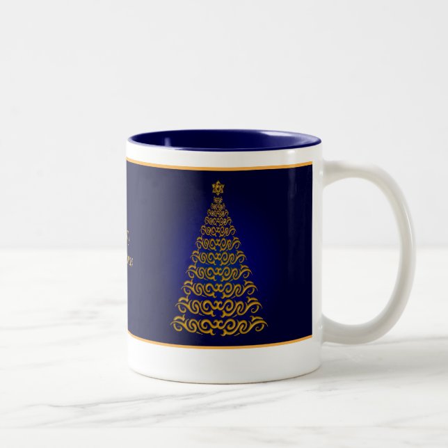 Élégante Mug d'arbre de Noël bleu (Droit)