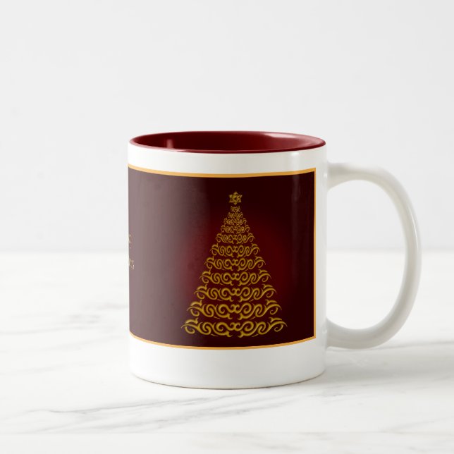 Élégante Mug d'arbre de Noël rouge (Droit)