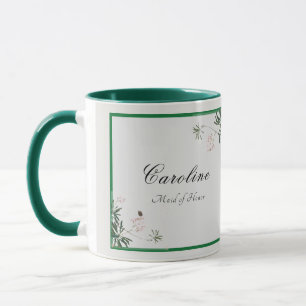 Élégante Mug de la servante en fleurs rose