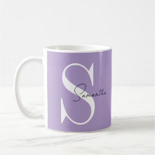 Élégante Mug de monogramme violet   Personnalisé