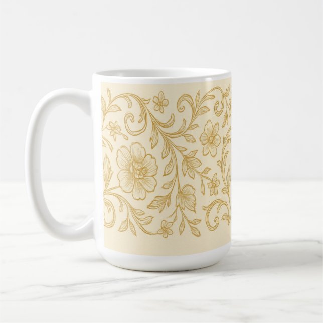 Elégante Mug Florale Or - Café Botanique Vintage (Gauche)