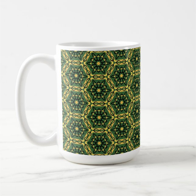 Élégante Mug géométrique en or foncé vert foncé (Gauche)