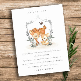 Elegante Mum Deer Fawn Floral Wappen Baby Shower Postkarte