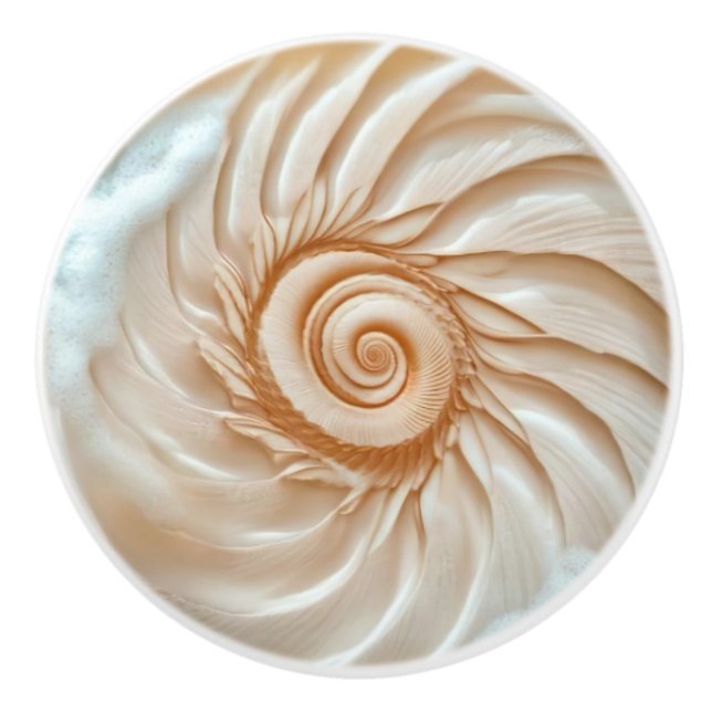 Elegante Muschel 3D Küste Keramikknauf (Vorderseite)