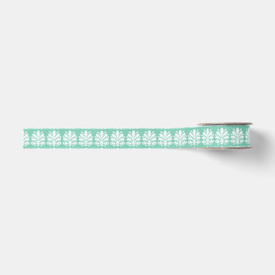 Elegante Muschel Blüht Damask Muster Ripsband