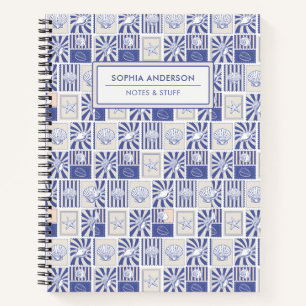 Elegante Muschel- und Seestern-Stempel-Spirale Notizbuch