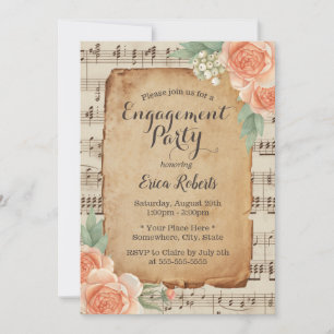 Elegante Music Engagement Party Vintag floral Einladung