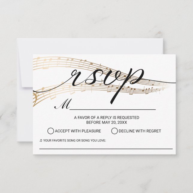 Elegante Music Wedding Song Request UAWG RSVP Karte (Vorderseite)