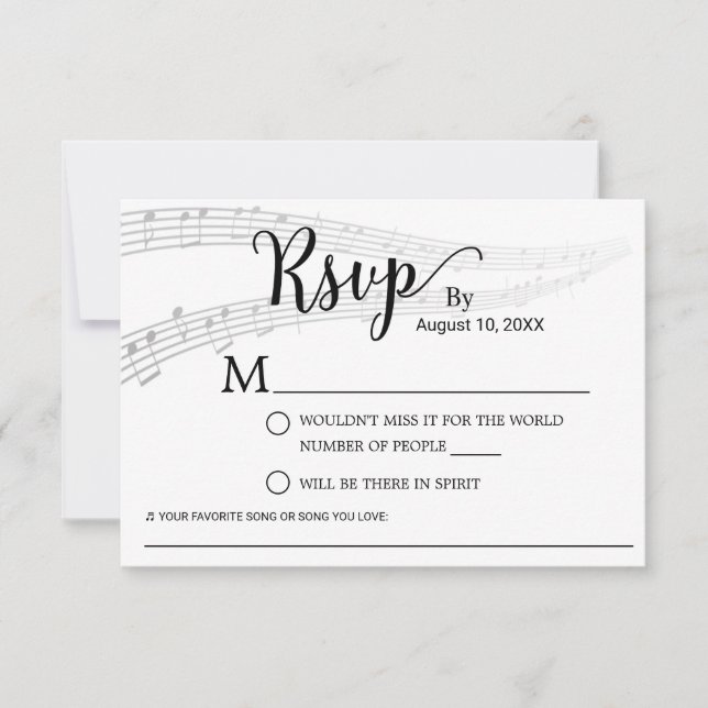 Elegante Music Wedding Song Request UAWG RSVP Karte (Vorderseite)