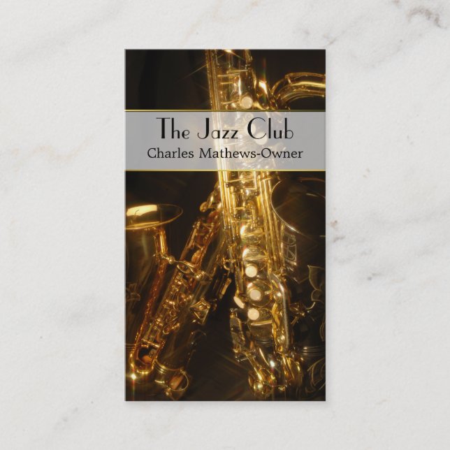 Elegante Musical Jazz Theme Custom Business Card Visitenkarte (Vorderseite)