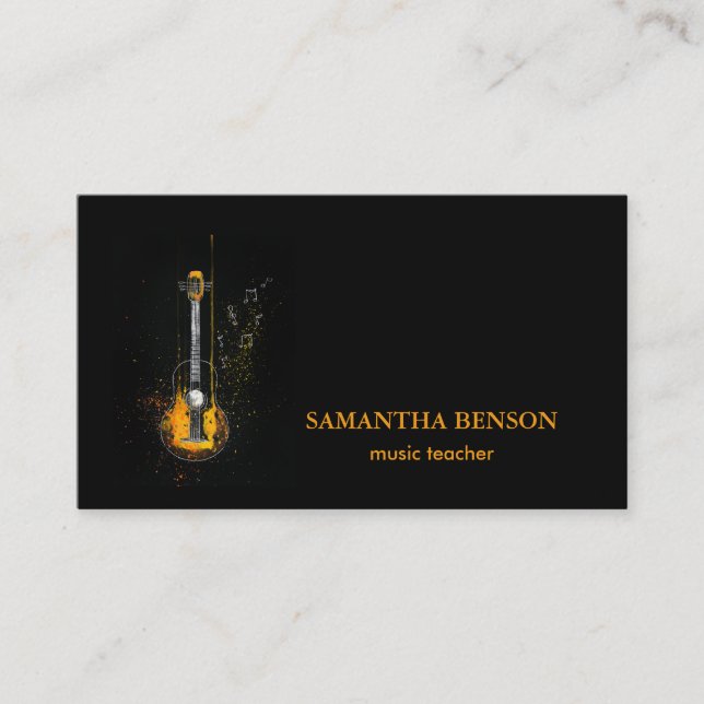 Elegante Musician Business Card mit Musical Guitar Visitenkarte (Vorderseite)