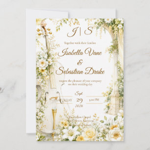 Elegante musikalische Gartenhochzeit  Einladung