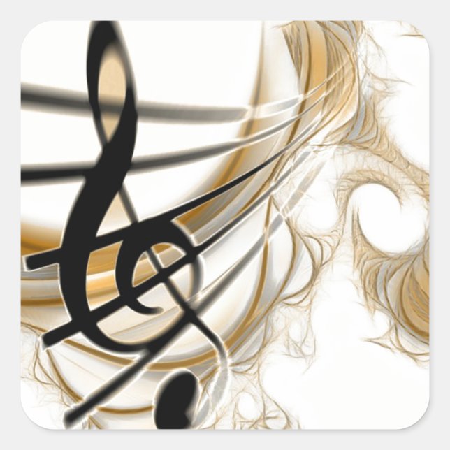 Elegante musikalische Note Quadratischer Aufkleber (Vorderseite)