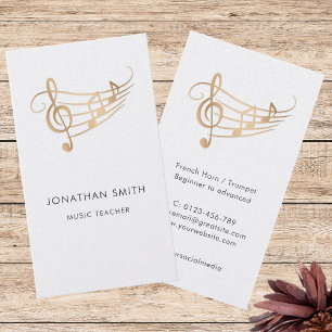 Elegante Musiker Gold Musiknoten Visitenkarte