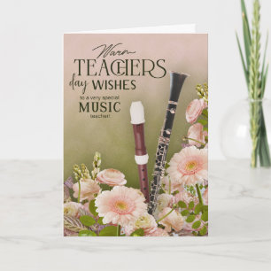 Elegante Musiklehrers Tag Floralkarte Karte