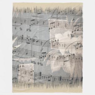Elegante Musiknoten in Blau und Beige Fleecedecke