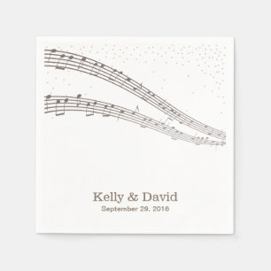 Elegante Musiknoten Musikalisches Hochzeitspapier Serviette