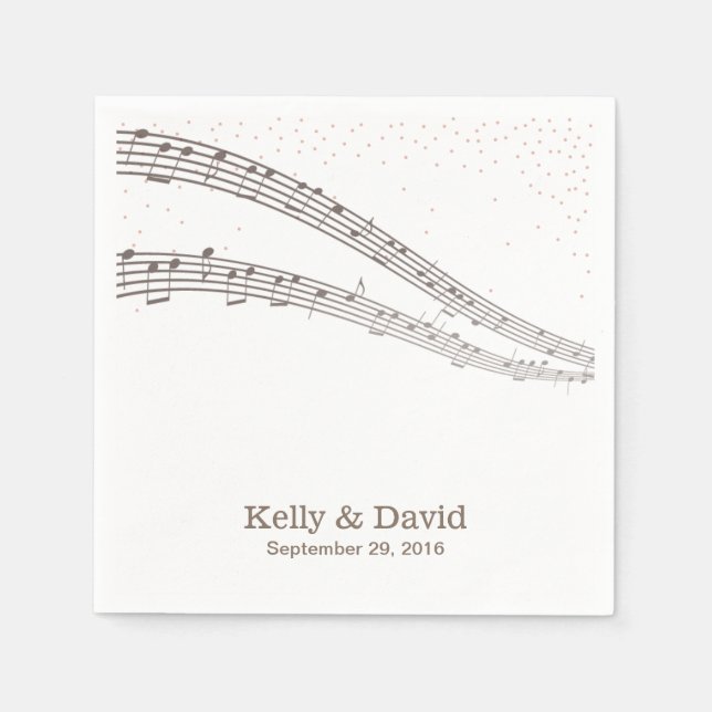 Elegante Musiknoten Musikalisches Hochzeitspapier  Serviette (Vorderseite)