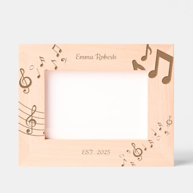 Elegante Musiknoten Name Keepake Frame Geätzte Rahmen (Vorderseite)