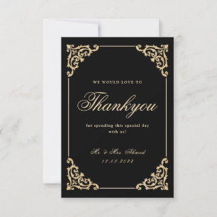 Elegante muslimische schwarze Goldene Hochzeits-Da Dankeskarte